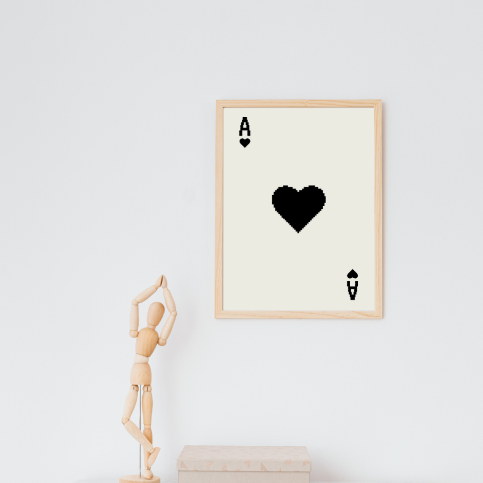 Siyah Kartlar Duvar Tablosu Çerçeveli 3'lü Set Ahşap - 40 x 50