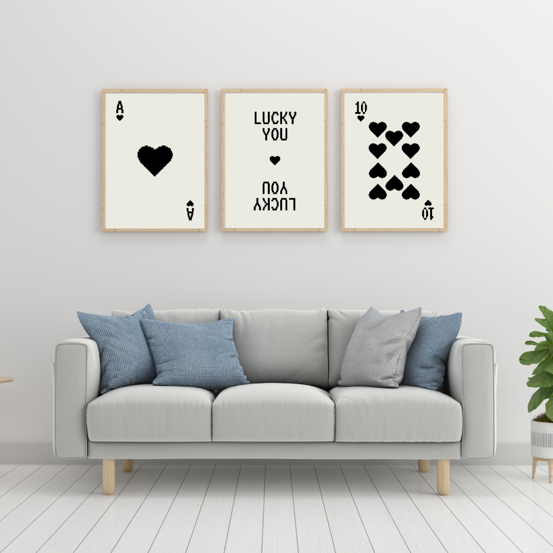 Siyah Kartlar Duvar Tablosu Çerçeveli 3'lü Set Ahşap - 35 x 50