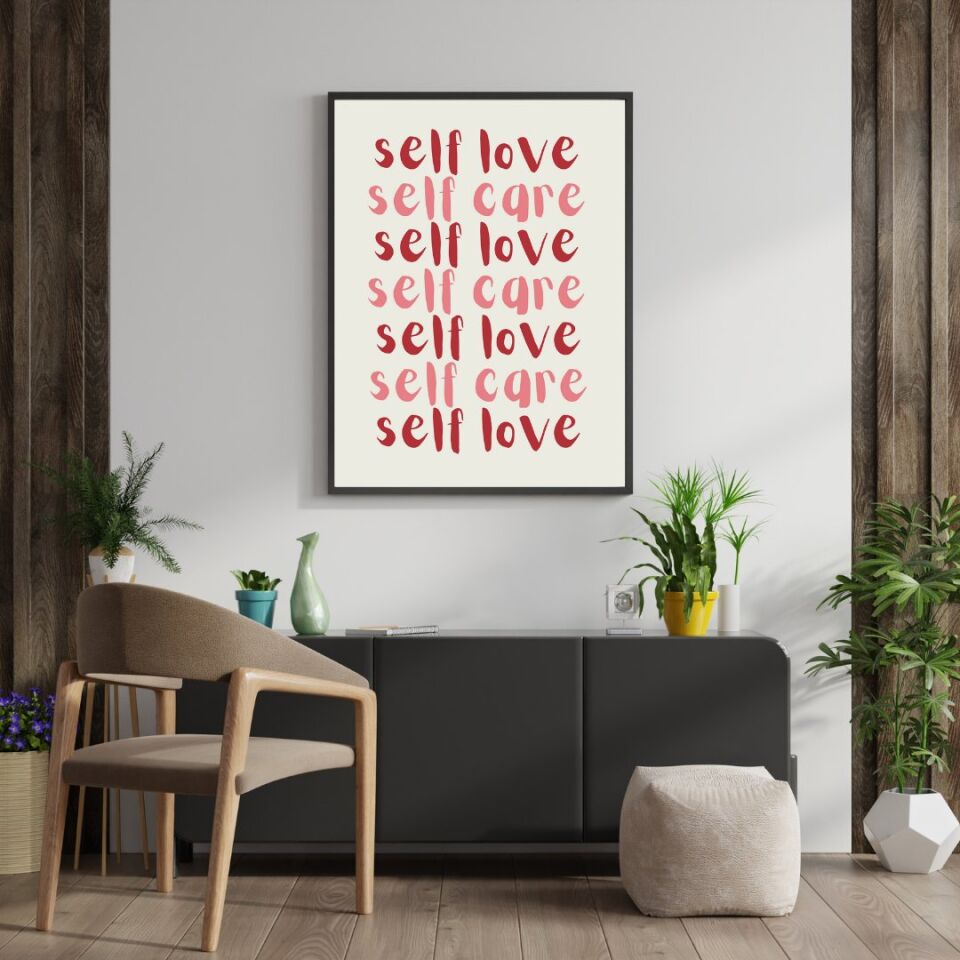 Self Love Care  Duvar Tablosu Çerçeveli 3'lü Set Siyah - 21 x 30