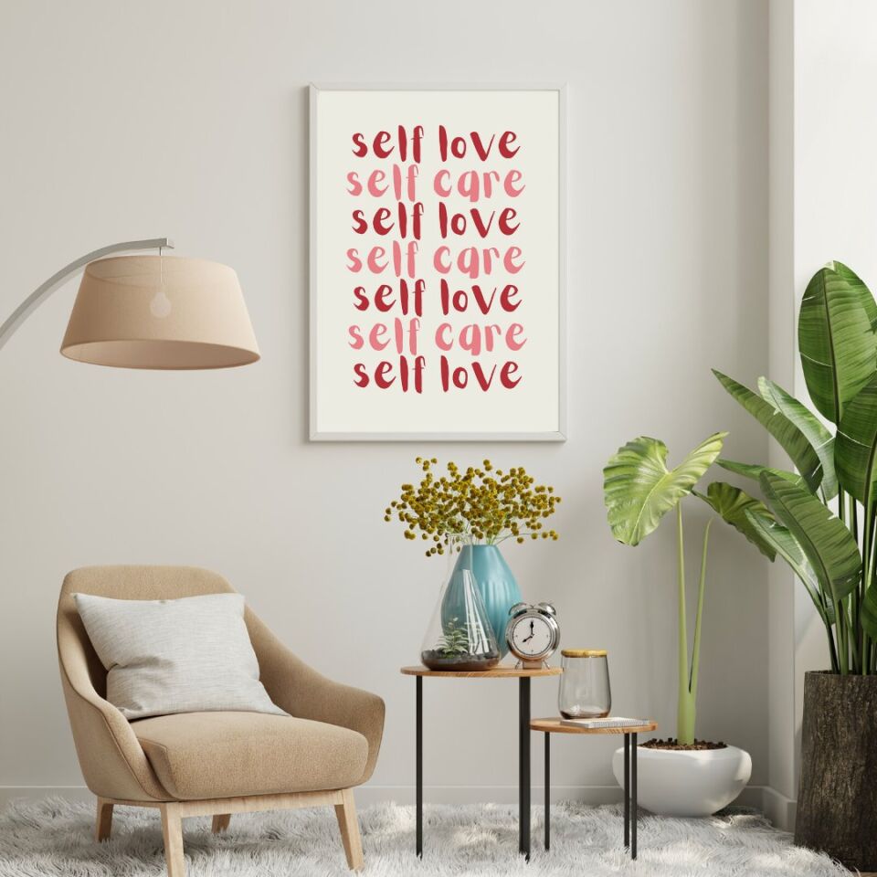Self Love Care  Duvar Tablosu Çerçeveli 3'lü Set Beyaz - 40 x 50