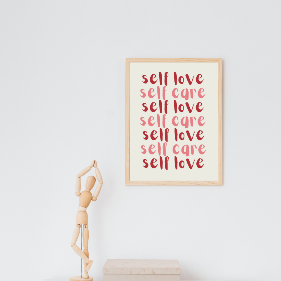 Self Love Care  Duvar Tablosu Çerçeveli 3'lü Set Ahşap - 50 x 70
