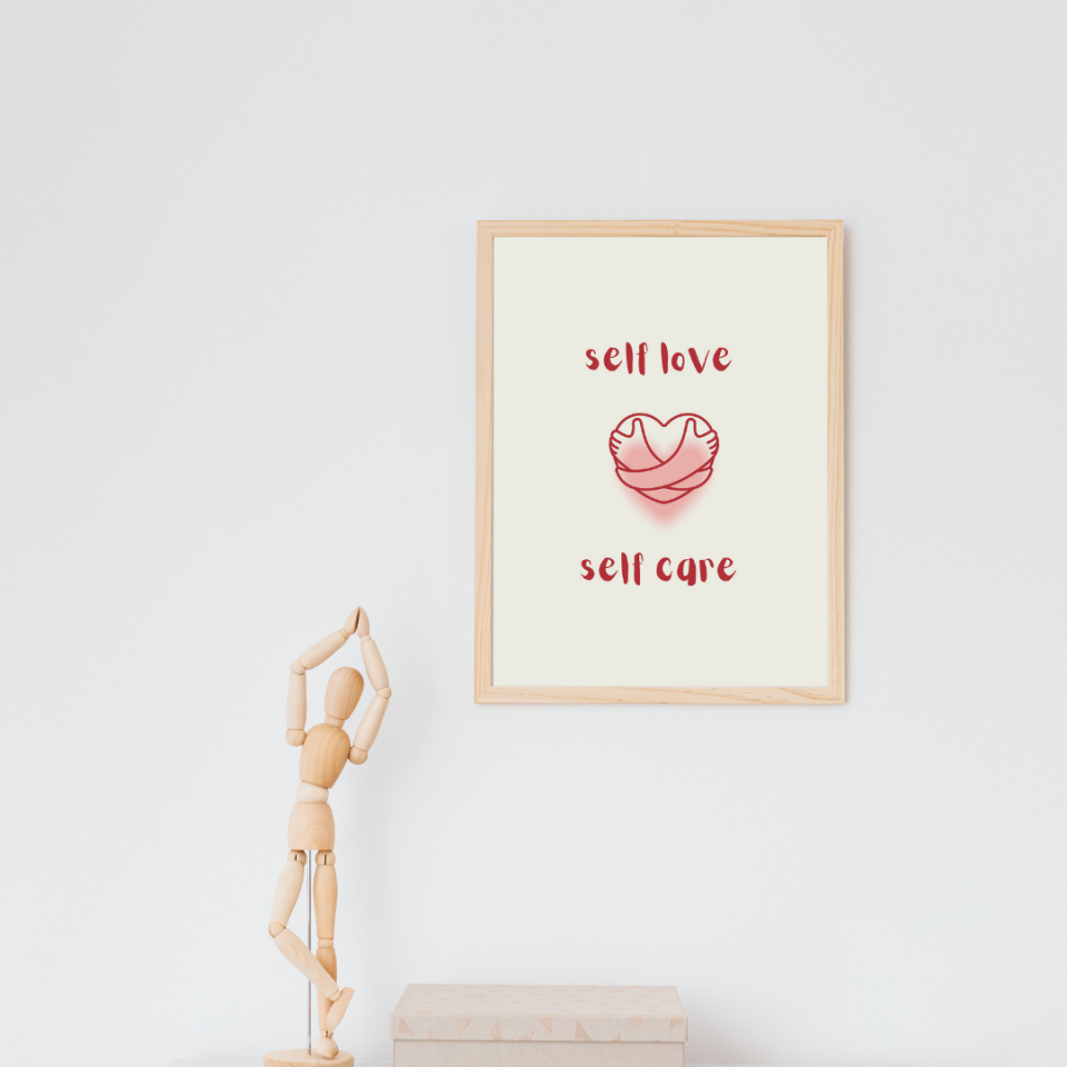Self Love Care  Duvar Tablosu Çerçeveli 3'lü Set Ahşap - 21 x 30