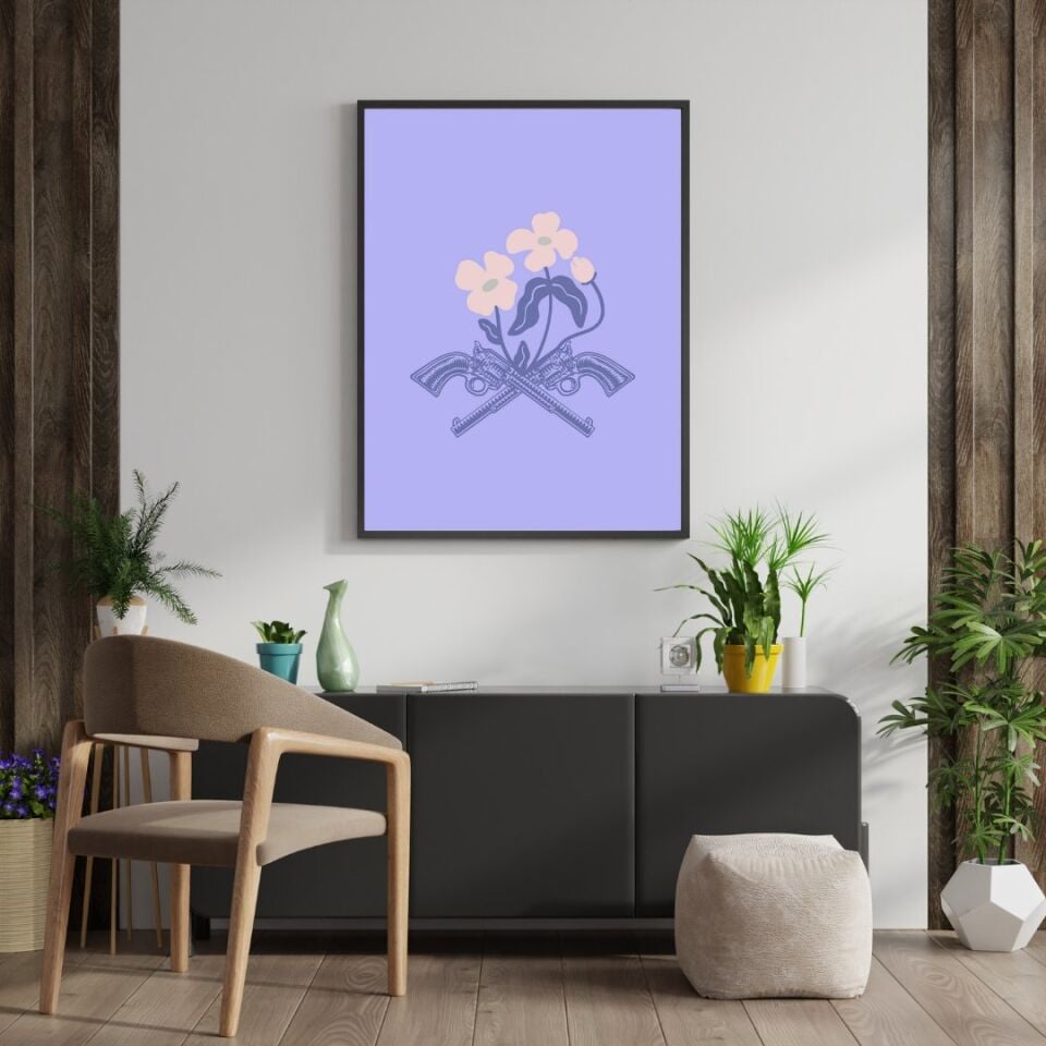 Leylaklar Duvar Tablosu Çerçeveli 3'lü Set Siyah - 50 x 70