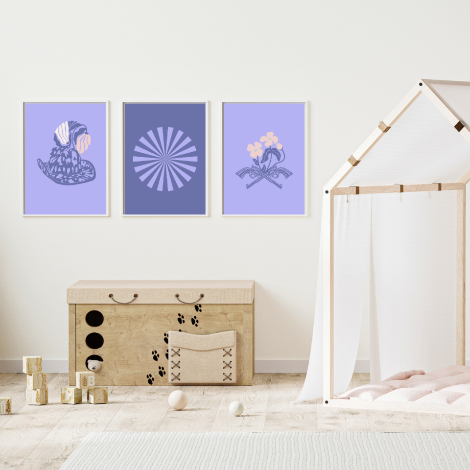 Leylaklar Duvar Tablosu Çerçeveli 3'lü Set Beyaz - 40 x 50