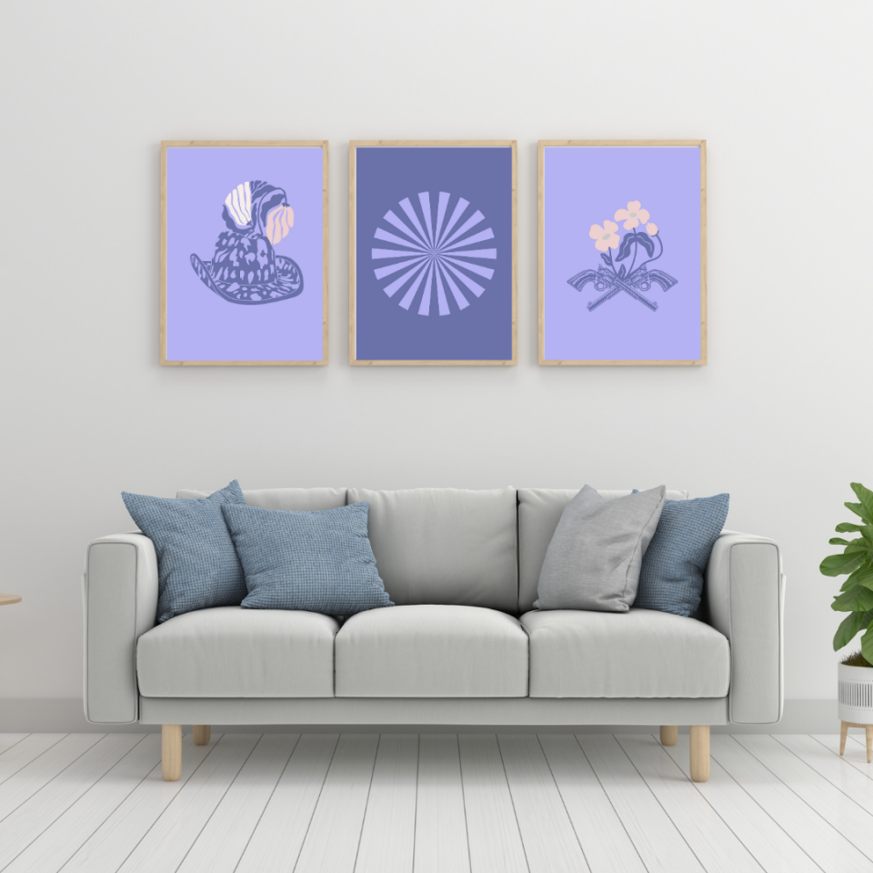 Leylaklar Duvar Tablosu Çerçeveli 3'lü Set Ahşap - 40 x 50