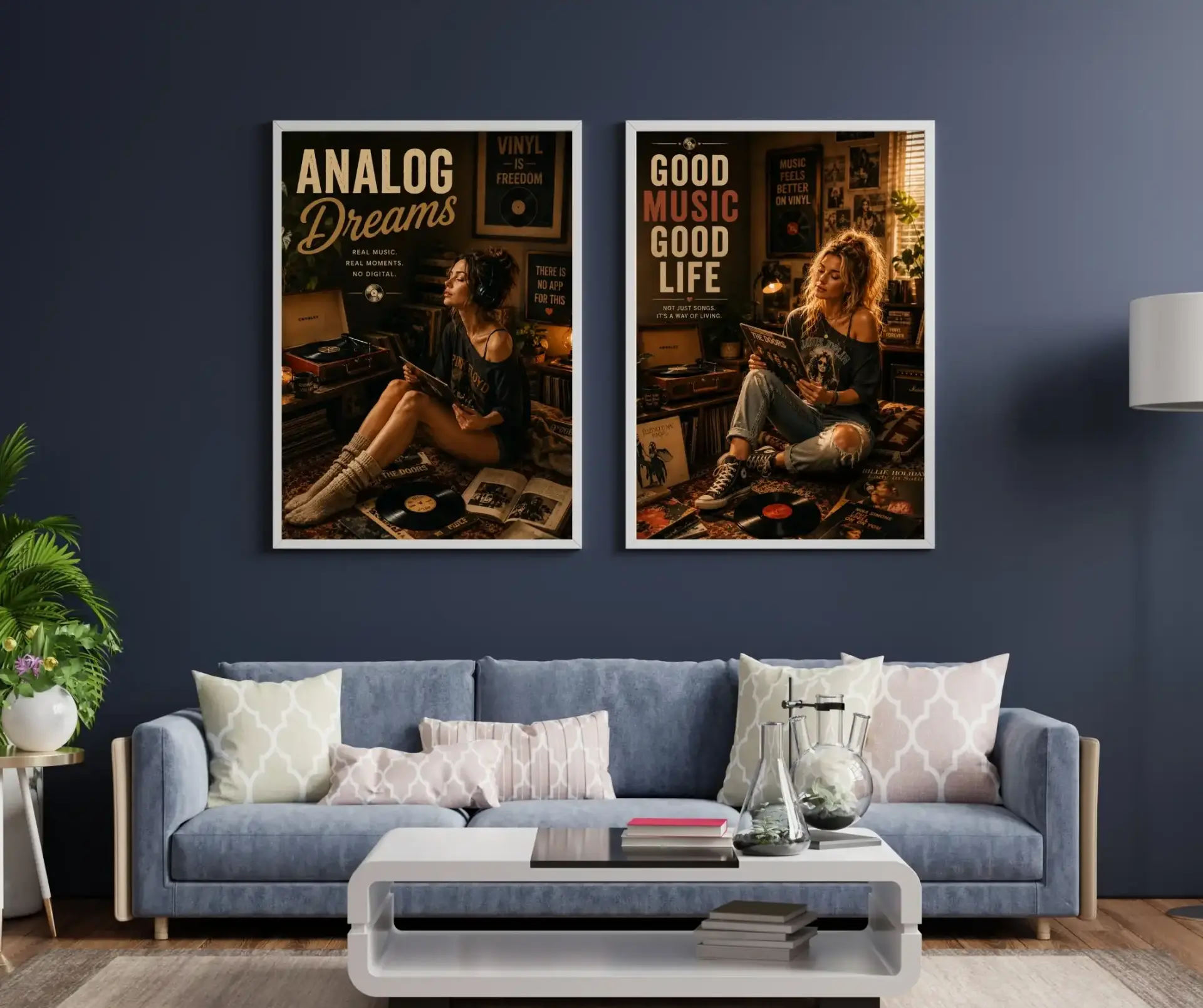 Plak Hikayeleri Kolleksiyonu Analog Yaşam Beyaz - 30 x 42