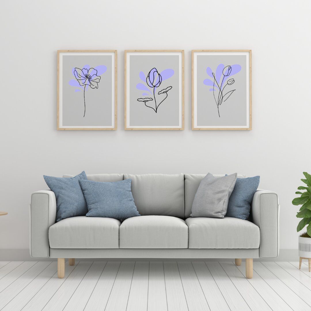 Mavinin Büyüsü Picasso Duvar Tablosu Çerçeveli 3'lü Set