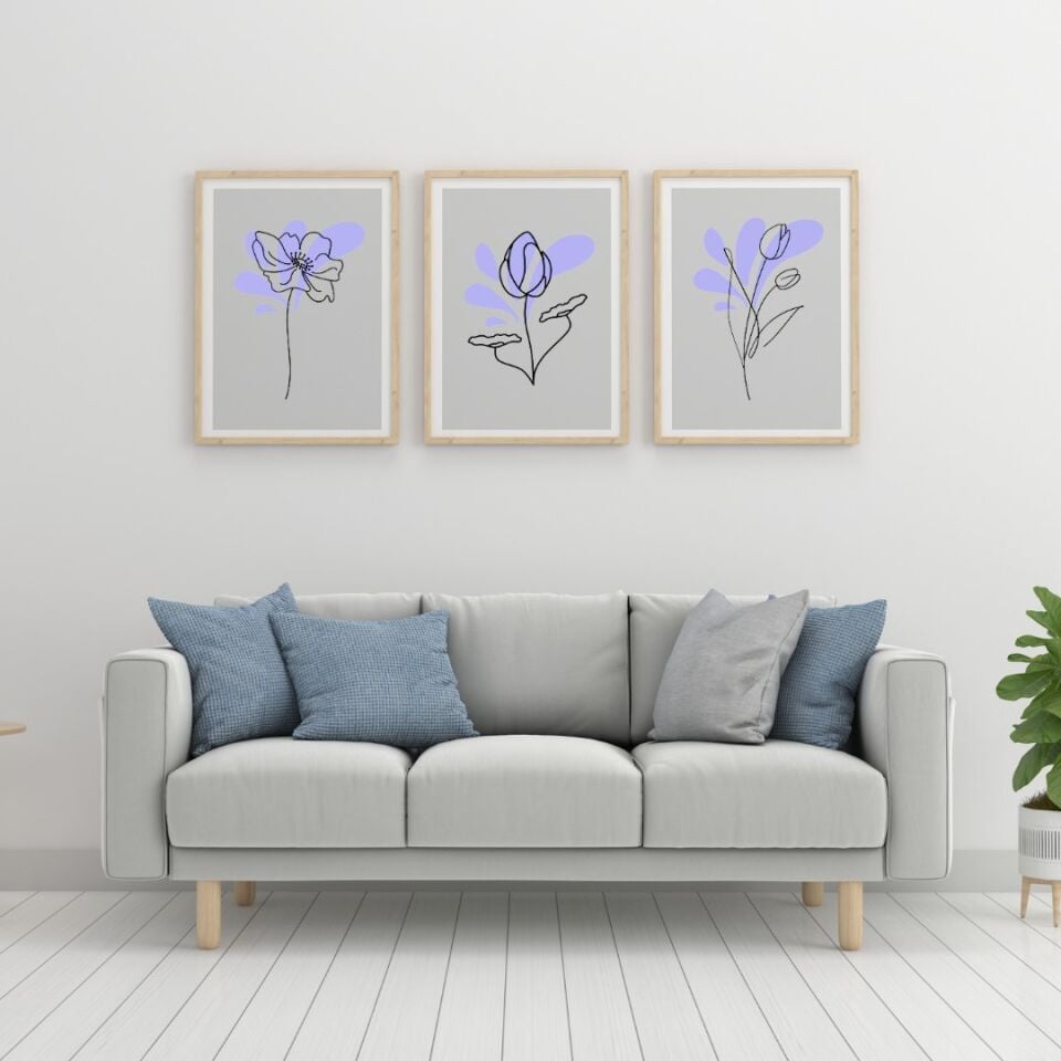 Mavinin Büyüsü Picasso Duvar Tablosu Çerçeveli 3'lü Set