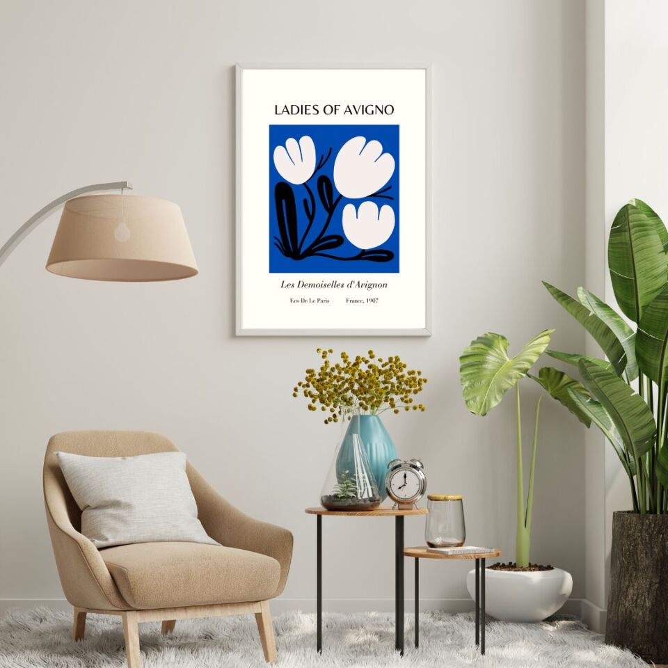 Mavinin Büyüsü Picasso Duvar Tablosu Çerçeveli 3'lü Set