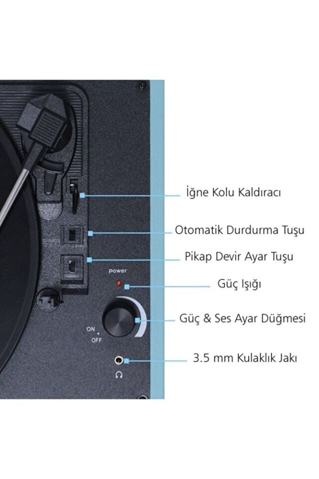 T310CH Şarj Özellikli Plak Çalar 33-45-78 Devir Mavi Renk Tek Ebat Beden