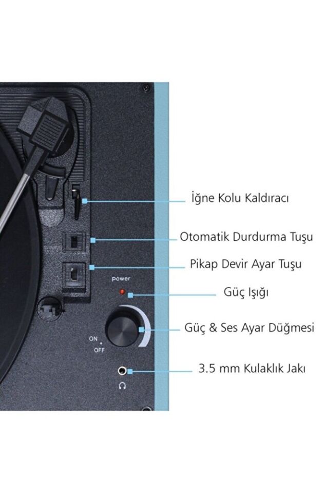 T310CH Şarj Özellikli Plak Çalar 33-45-78 Devir Mavi Renk Tek Ebat Beden
