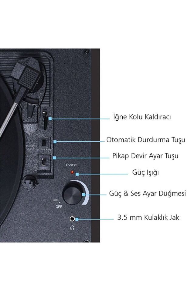 T310CH Şarj Özellikli Plak Çalar 33-45-78 Devir Mavi Renk Tek Ebat Beden