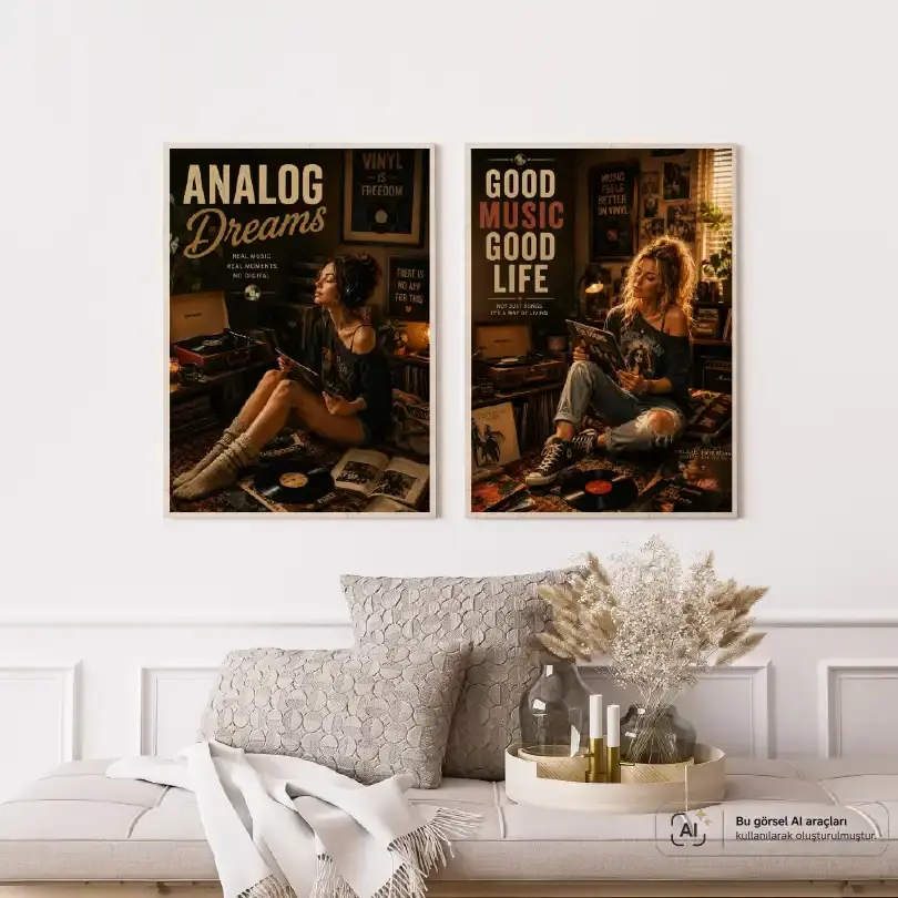 Plak Hikayeleri Kolleksiyonu Analog Yaşam Ahşap - 21 x 30