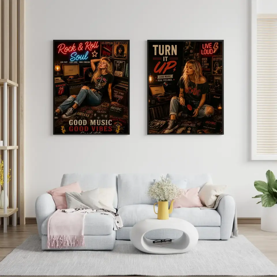 Plak Hikayeleri Kolleksiyonu Rock Ruhu Siyah - 40 x 50