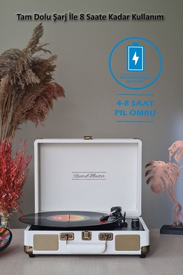 ST14012 Bluetooth ve Şarj Özellikli Pikap 33-45-78 Devir Kum Beyaz Renk Tek Ebat Beden