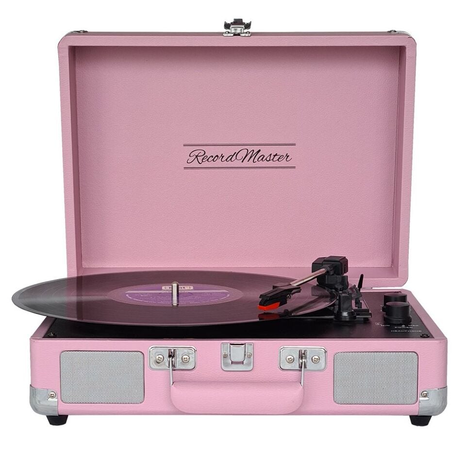 ST14012 Bluetooth ve Şarj Özellikli Pikap 33-45-78 Devir Pembe Renk Tek Ebat Beden