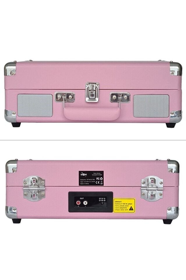 ST14012 Bluetooth ve Şarj Özellikli Pikap 33-45-78 Devir Pembe Renk Tek Ebat Beden