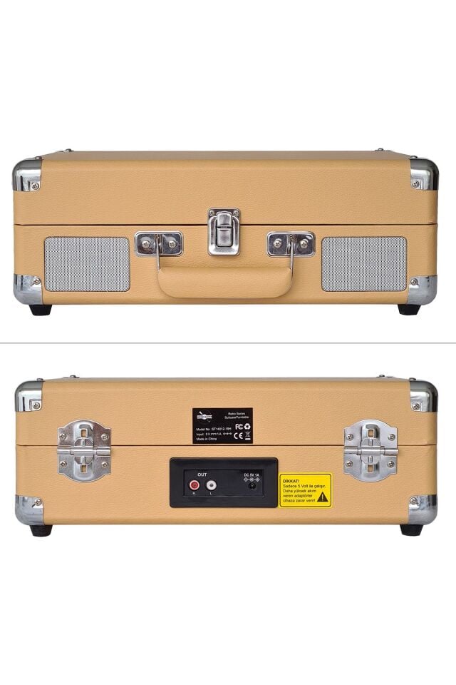 ST14012 Bluetooth ve Şarj Özellikli Pikap 33-45-78 Devir Gün Batımı Sarı Renk Tek Ebat Beden