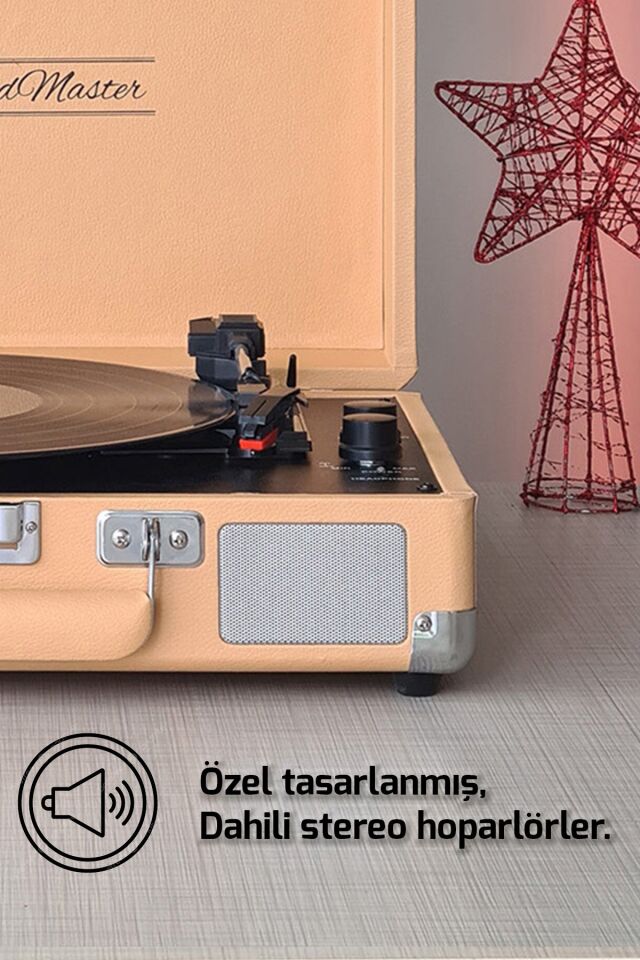 ST14012 Bluetooth ve Şarj Özellikli Taşınabilir  Retro Pikap Sarı