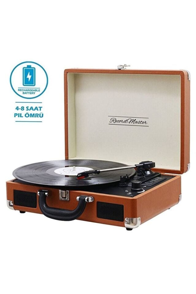 T310CH Şarj Özellikli Plak Çalar 33-45-78 Devir Kahverengi Renk Tek Ebat Beden