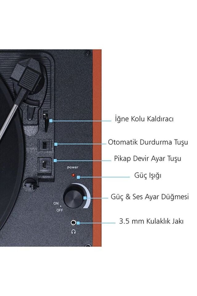 T310CH Şarj Özellikli Plak Çalar 33-45-78 Devir Kahverengi Renk Tek Ebat Beden