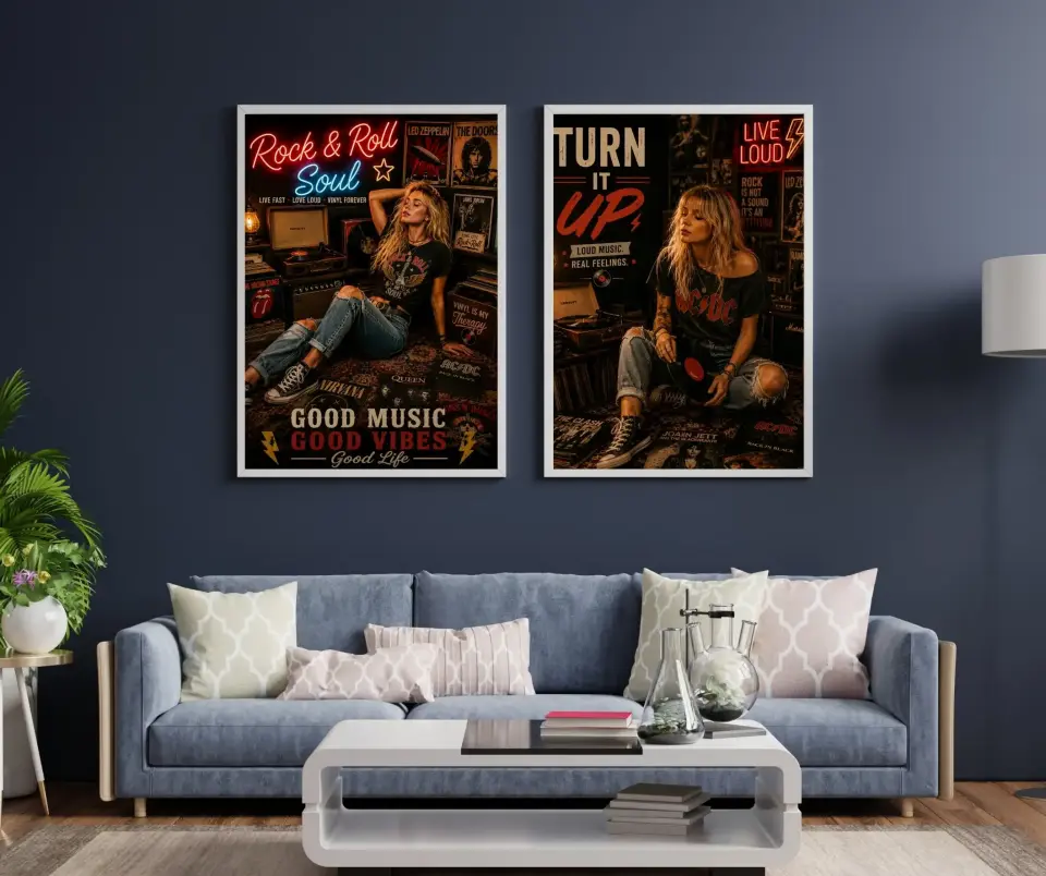 Plak Hikayeleri Kolleksiyonu Rock Ruhu Beyaz - 21 x 30