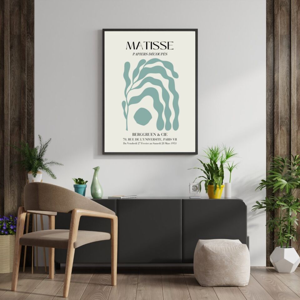 Matisse Turuncu ve Yeşil'in Büyüsü Duvar Tablosu Çerçeveli 3'lü Set Siyah - 50 x 70