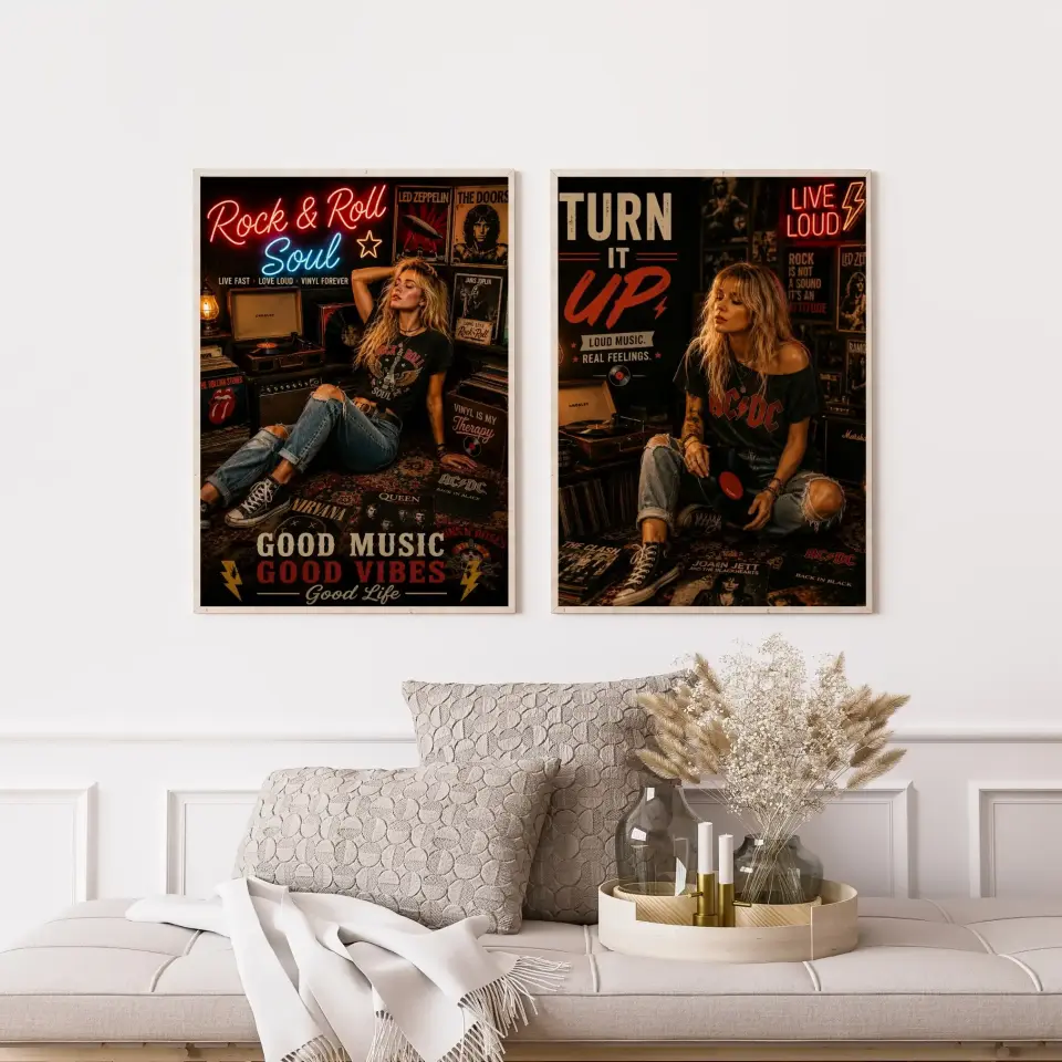 Plak Hikayeleri Kolleksiyonu Rock Ruhu Ahşap - 21 x 30