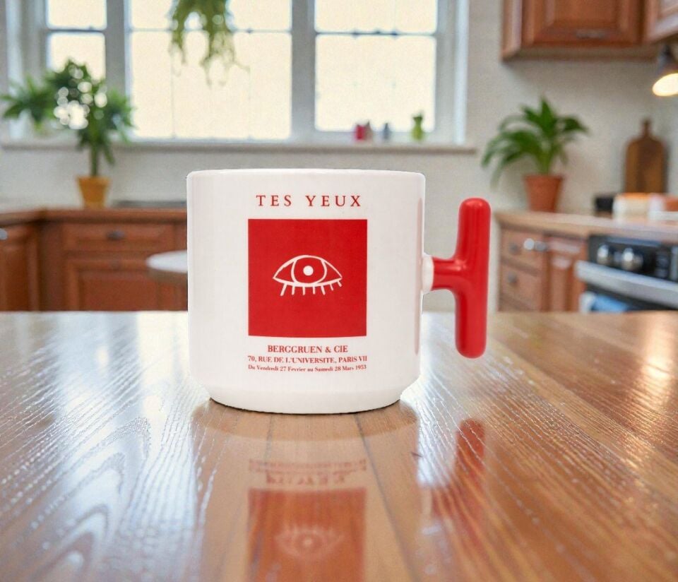 Kırmızı Bakış Gözler & Dudaklar Seramik Kupa