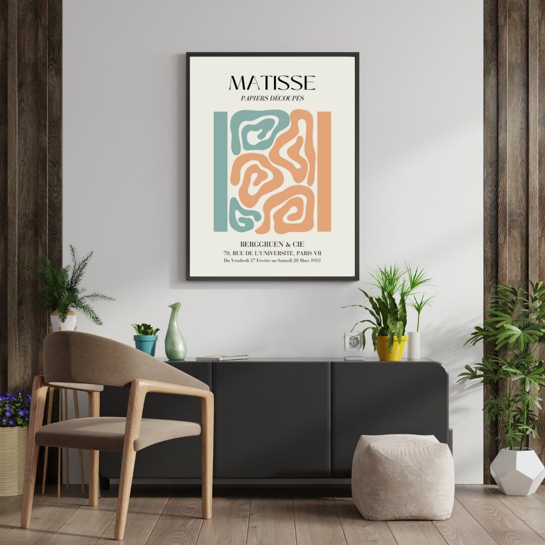 Matisse Turuncu ve Yeşil'in Büyüsü Duvar Tablosu Çerçeveli 3'lü Set Siyah - 35 x 50