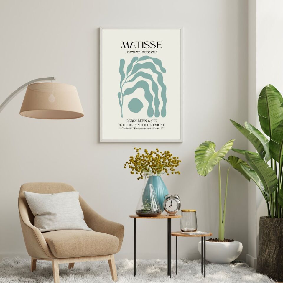 Matisse Turuncu ve Yeşil'in Büyüsü Duvar Tablosu Çerçeveli 3'lü Set Beyaz - 21 x 30