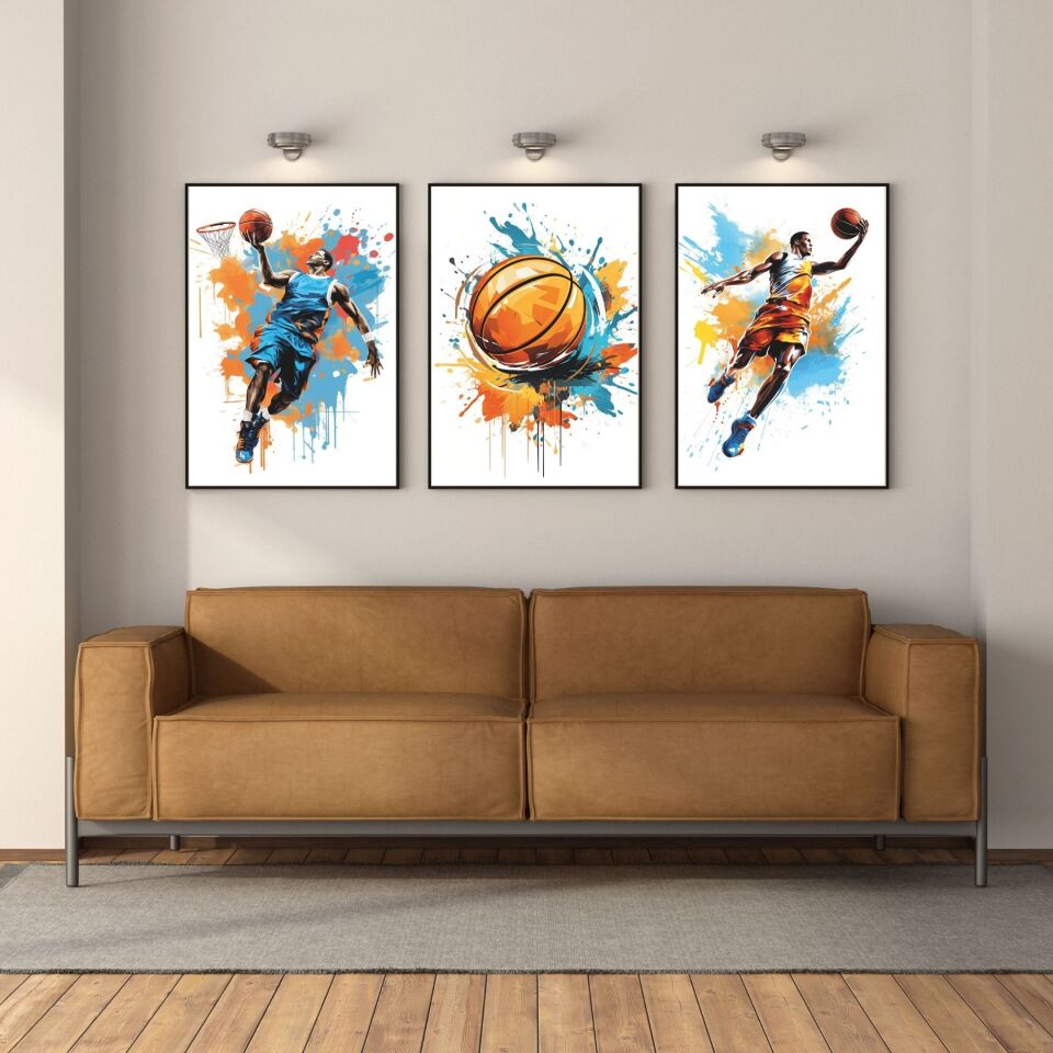 Splash Dunk 3'lü Set Çerçeveli Tablo Siyah - 21 x 30