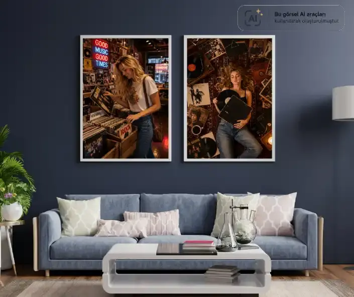 Plak Hikayeleri Kolleksiyonu Plak Tutkunları Beyaz - 35 x 50