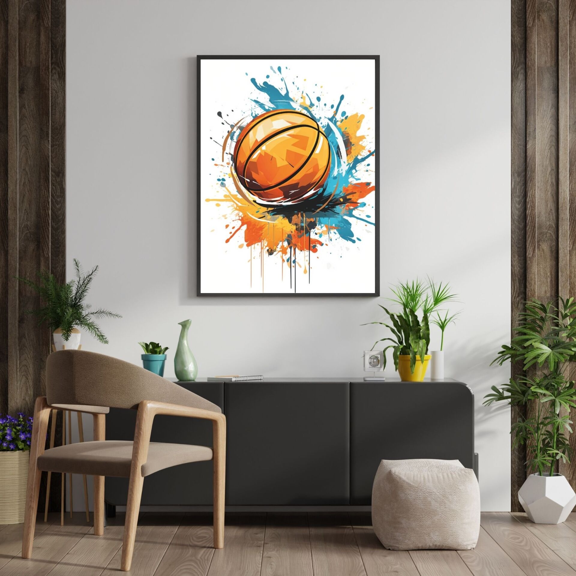 Splash Dunk 3'lü Set Çerçeveli Tablo Siyah - 35 x 50