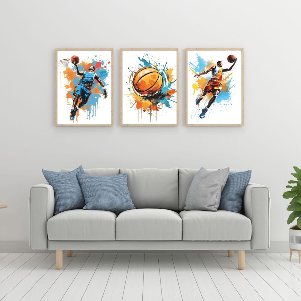 Splash Dunk 3'lü Set Çerçeveli Tablo Ahşap - 21 x 30