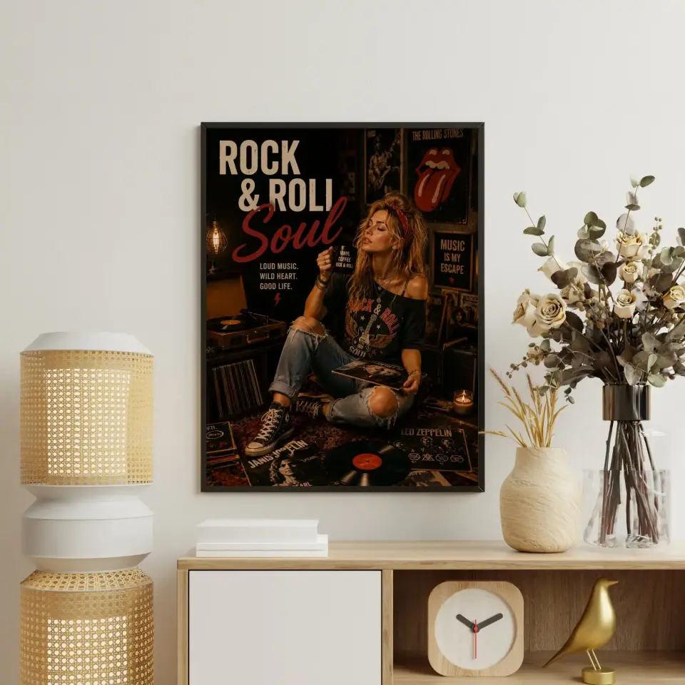 Plak Hikayeleri Kolleksiyonu Müziğe Kaçış Siyah - 21 x 30