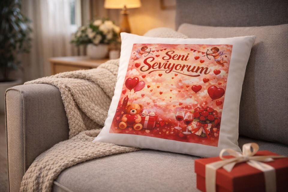 Seni Seviyorum Dekoratif Yastık Kılıfı 