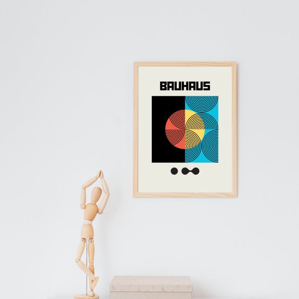 Bauhaus Gece Karanlığı Duvar Tablosu Çerçeveli 3'lü Set Ahşap - 21 x 30
