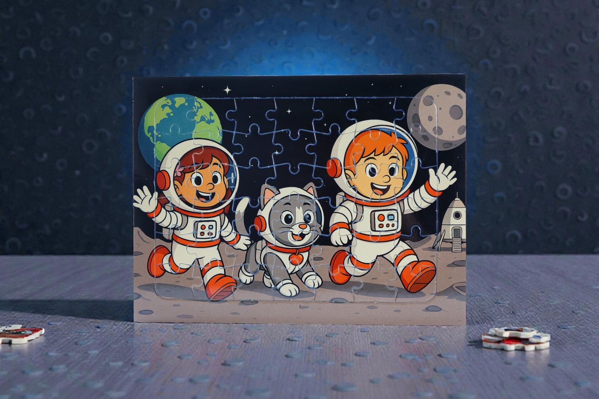 42 Parça A4 Puzzle Piroş Aliş ve ve Mırmır Ay'a Merhaba Hayellerden Doğan Puzzle