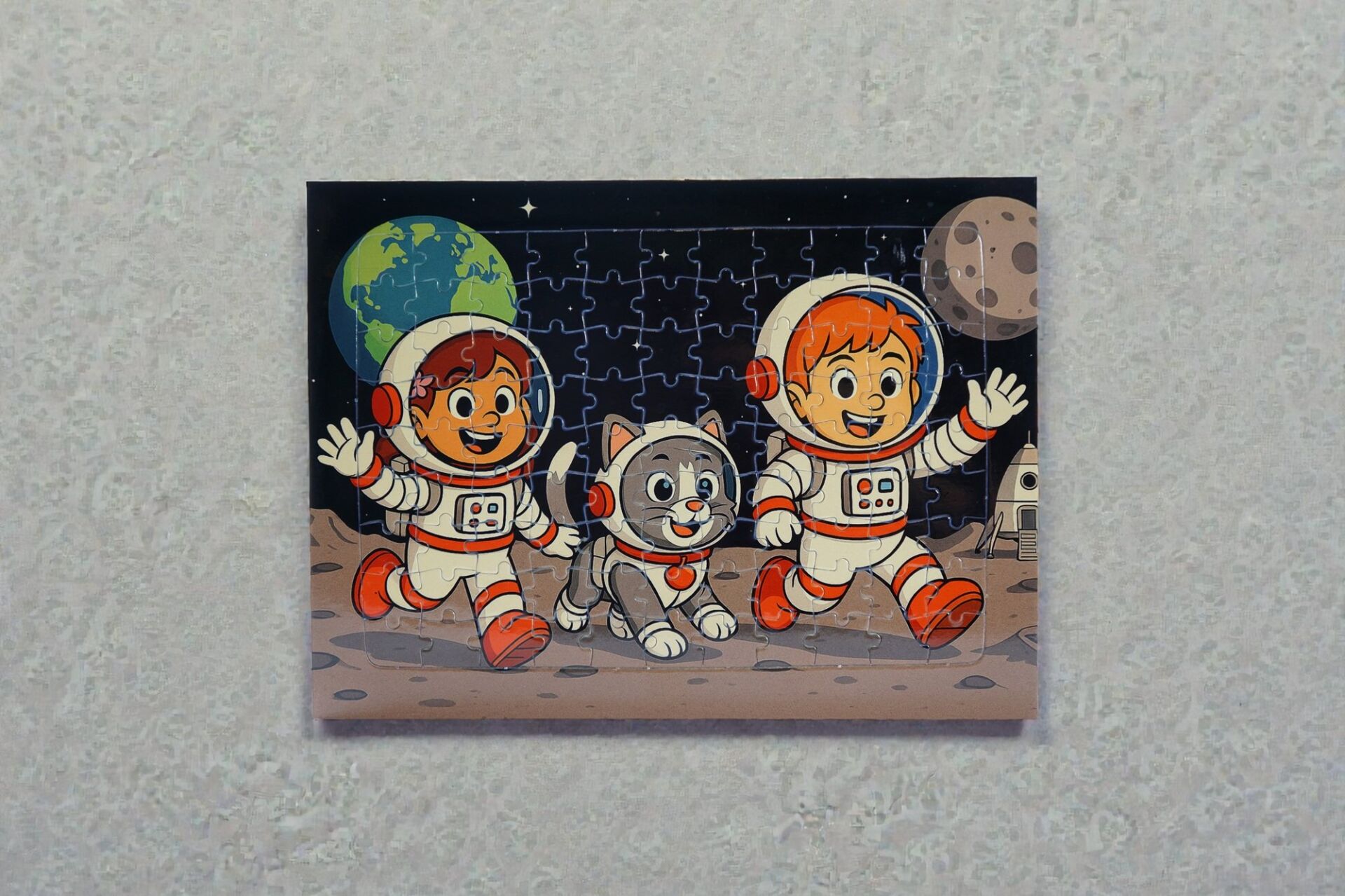 96 Parça A4 Puzzle Piroş Aliş ve ve Mırmır Ay'a Merhaba Hayellerden Doğan Puzzle