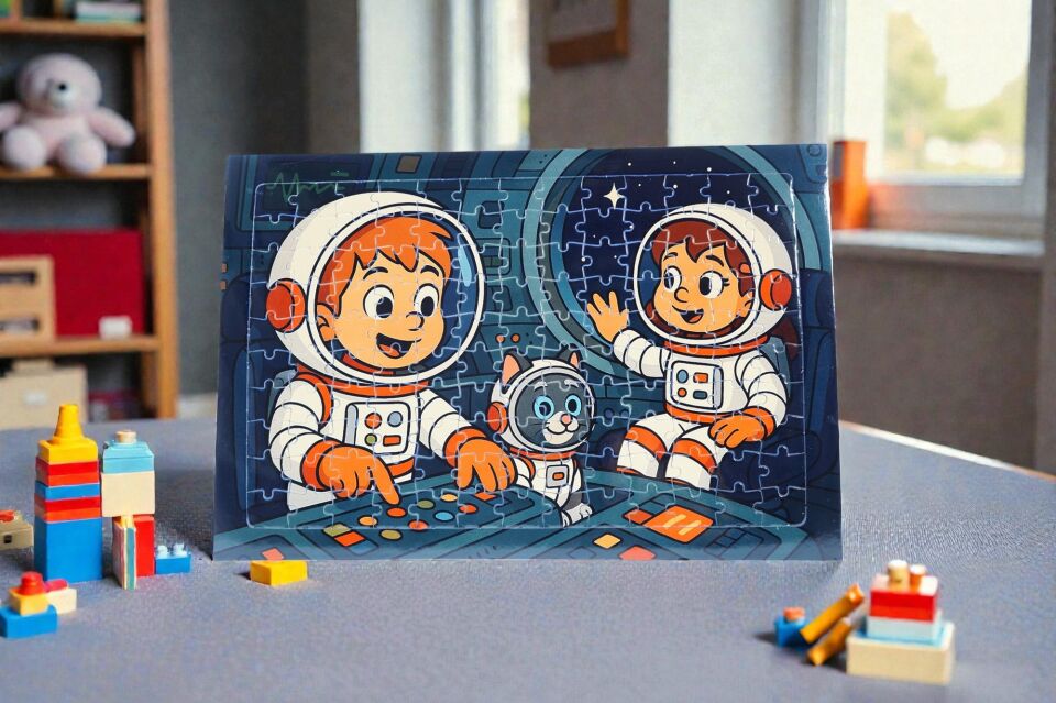 130 Parça A3 Puzzle Piroş Aliş ve Mırmır Ay'a Merhaba Hayellerden Doğan Puzzle