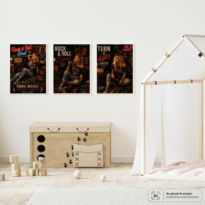 Plak Hikayeleri Kolleksiyonu Rock'un Ruhu Beyaz - 50 x 70