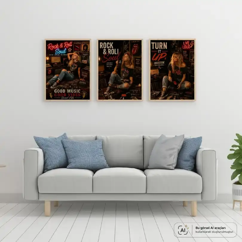 Plak Hikayeleri Kolleksiyonu Rock'un Ruhu Ahşap - 50 x 70