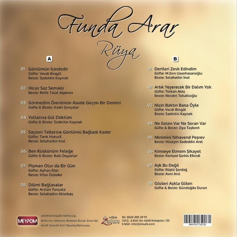 Funda Arar Rüya - Özel Solid Sarı Plak