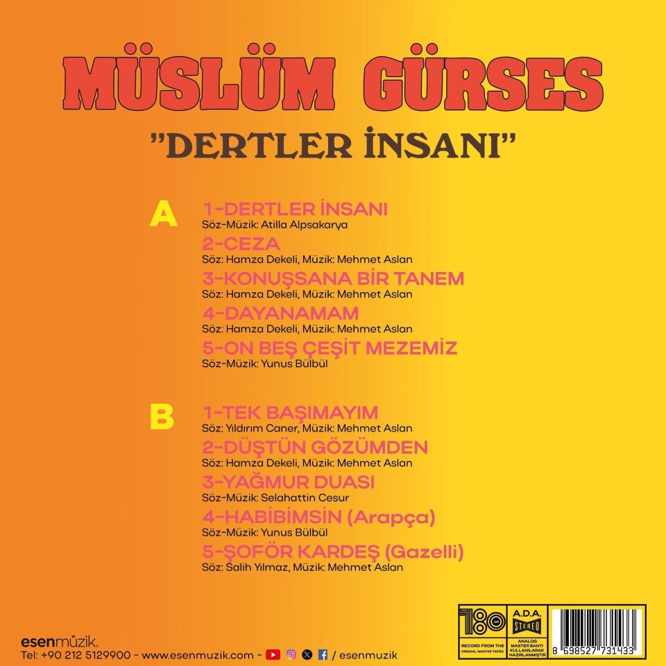 Müslüm Gürses Dertler İnsanı - Plak