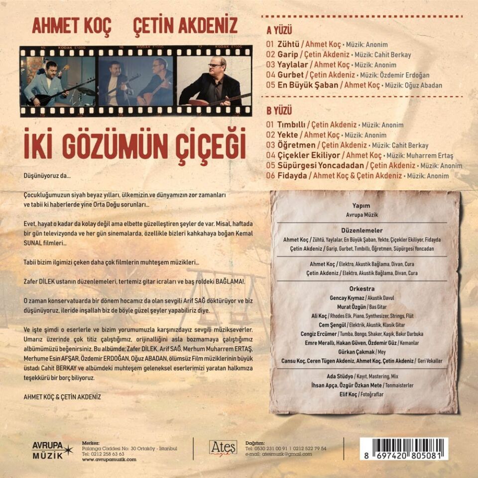 Ahmet Koç Çetin Akdeniz İki Gözümün Çiçeği - Plak