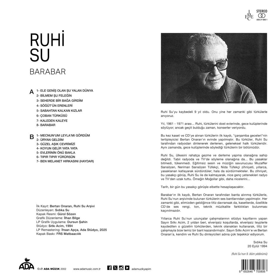 Ruhi Su Barabar - Plak