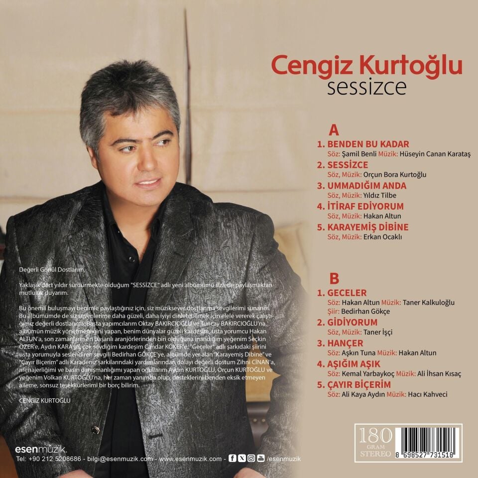 Cengiz Kurtoğlu Sessizce - Plak