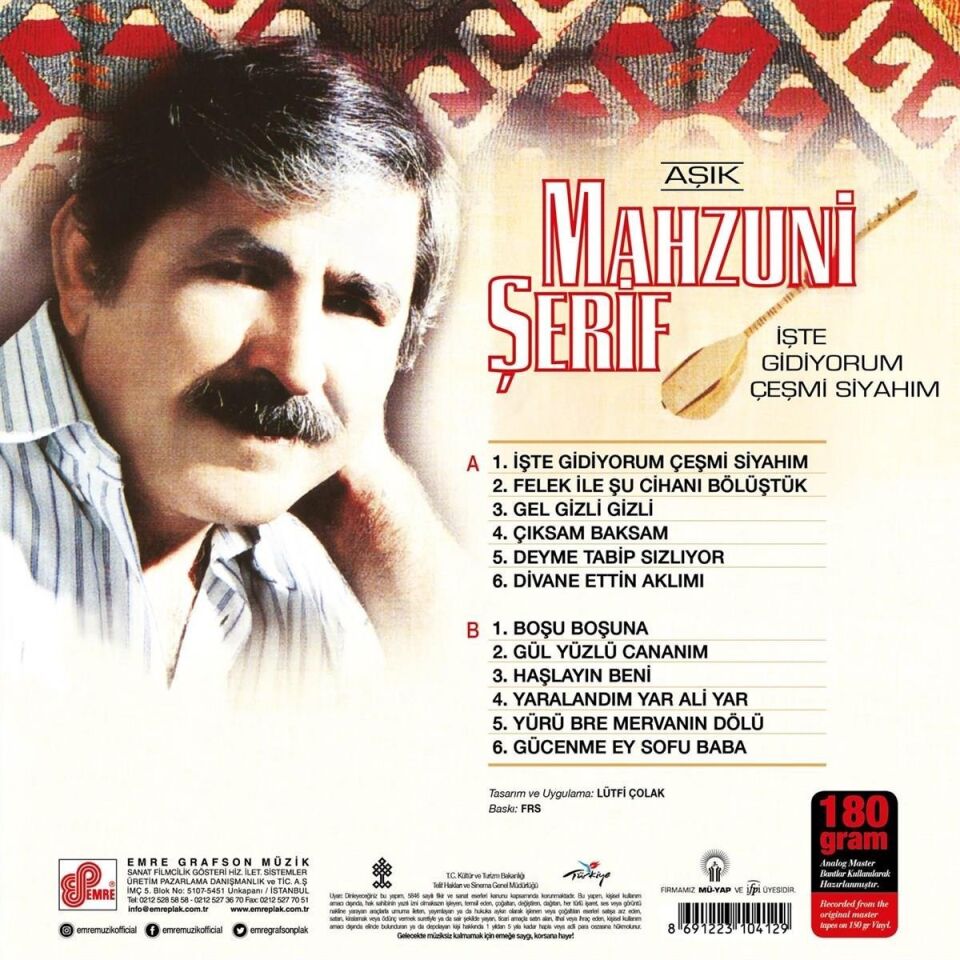 Aşık Mahzuni Şerif İşte Gidiyorum Çeşmi Siyahım - Plak