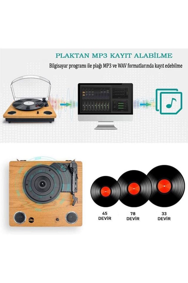 TT249 Retro Pikap Bluetooth Mp3 Kayıt Özelliği